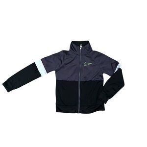 Nike Kids Black and Dark Gray Jacket with Green Logo